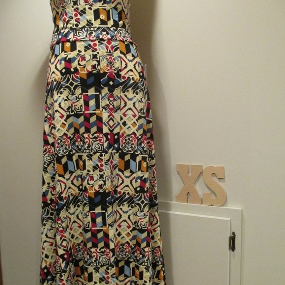 NWT LuLaRoe Maxi skirt, XS, cream and multicolor block pattern - Picture 1 of 4